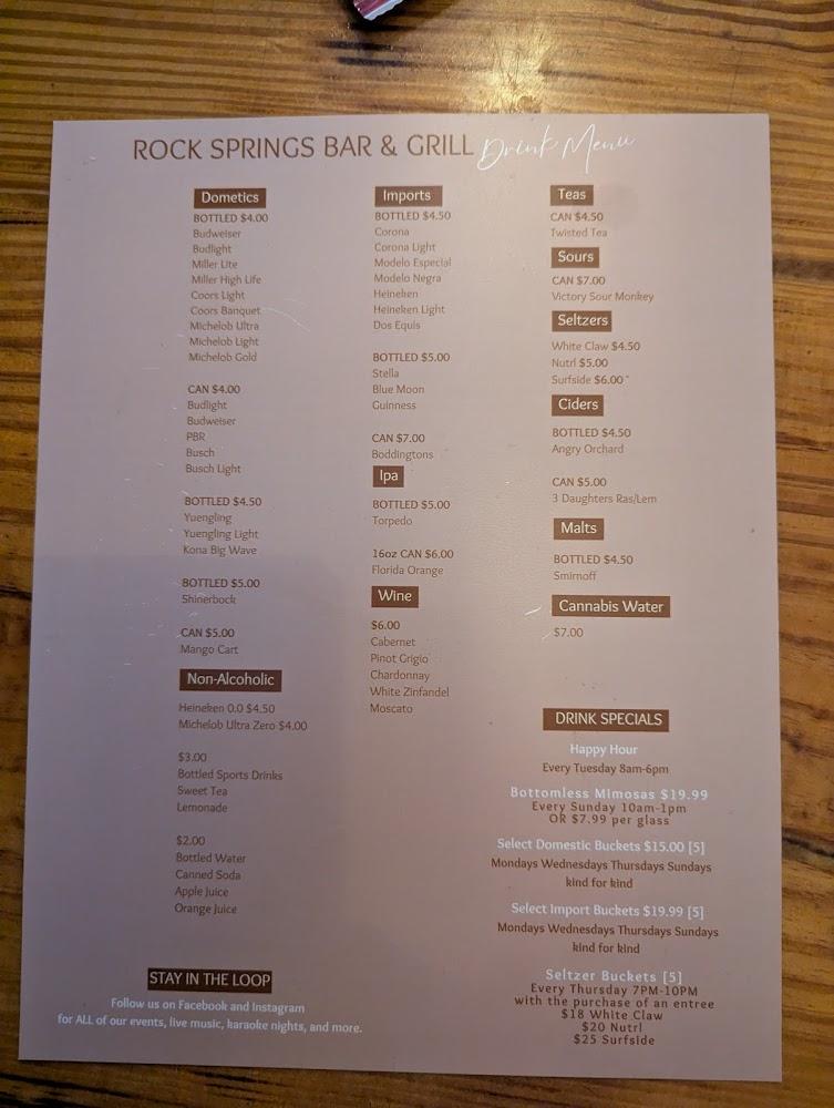 Rock Springs Bar & Grill Menu image 2
