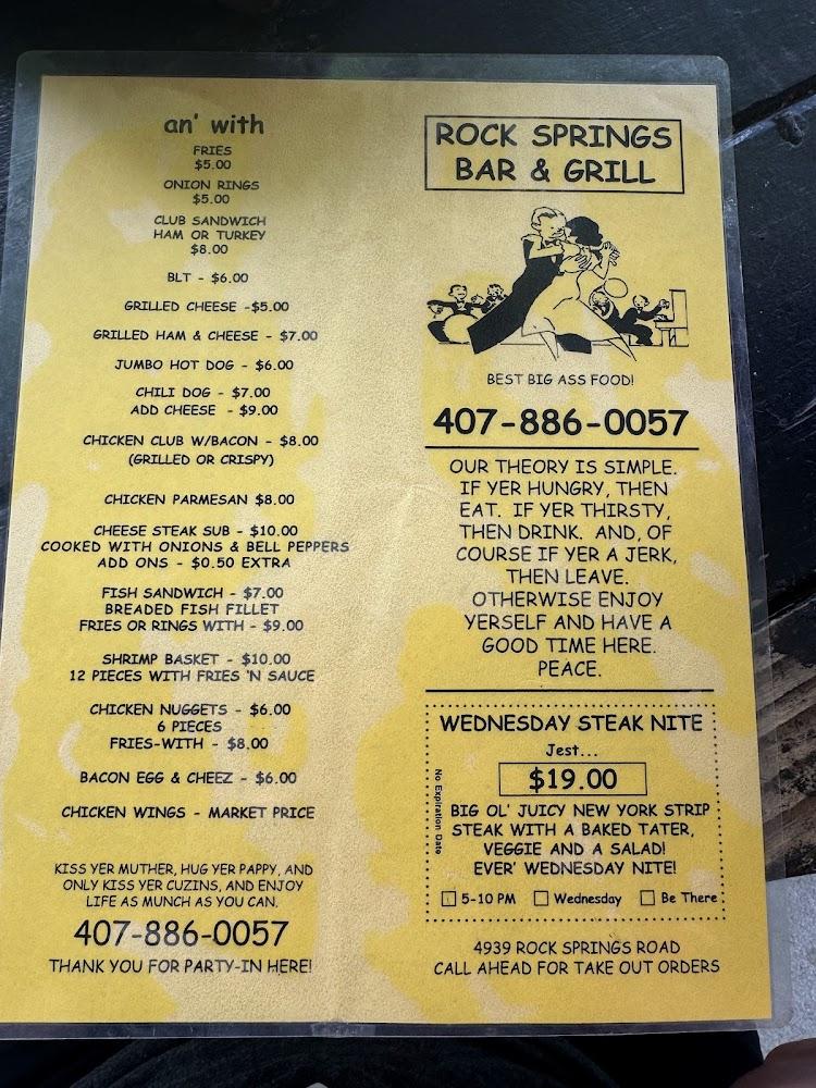Rock Springs Bar & Grill Menu image 4
